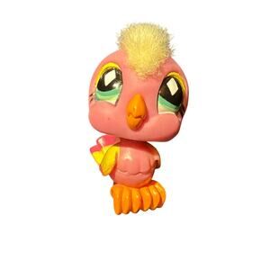 Littlest Pet Shop #489 Pink Cockatoo Bird Yellow Fuzzy Hair 2006 Parrot 2006